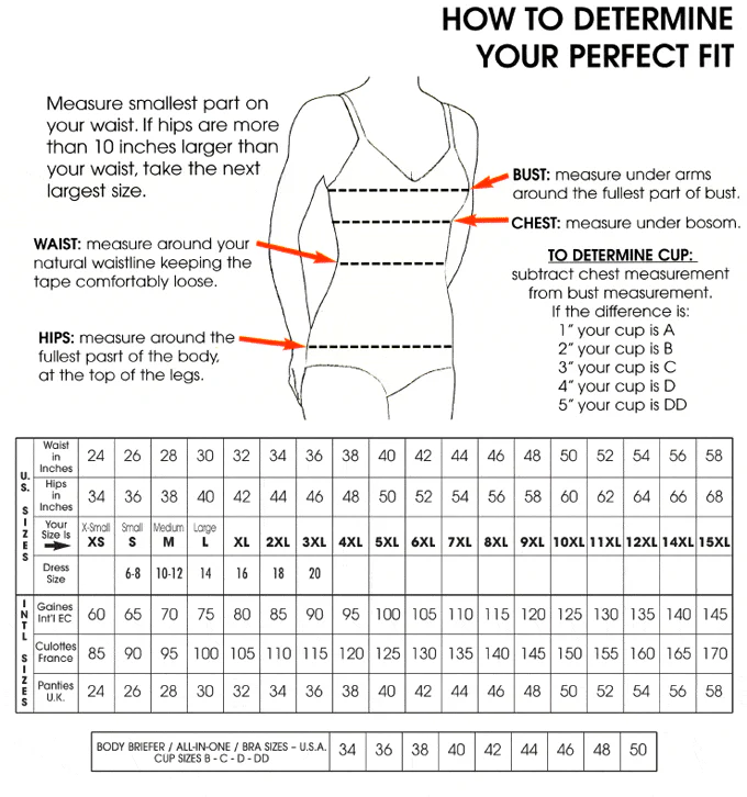 shapewear size guide